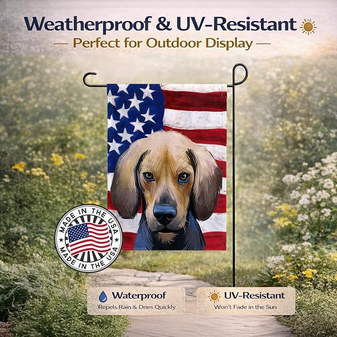 Caroline's Treasures CK6589GF Kerry Beagle American Flag Garden Flag Mailbox Flag Decorative Yard Flag Banner Outside Patio Artwork Yard Flower Beds, Garden Size, Multicolor
