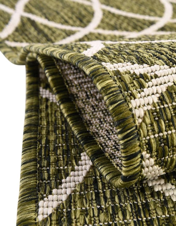 Unique Loom Outdoor Trellis Collection Area Rug - Gitter (5' 3" x 8' Rectangle, Green/ Ivory)