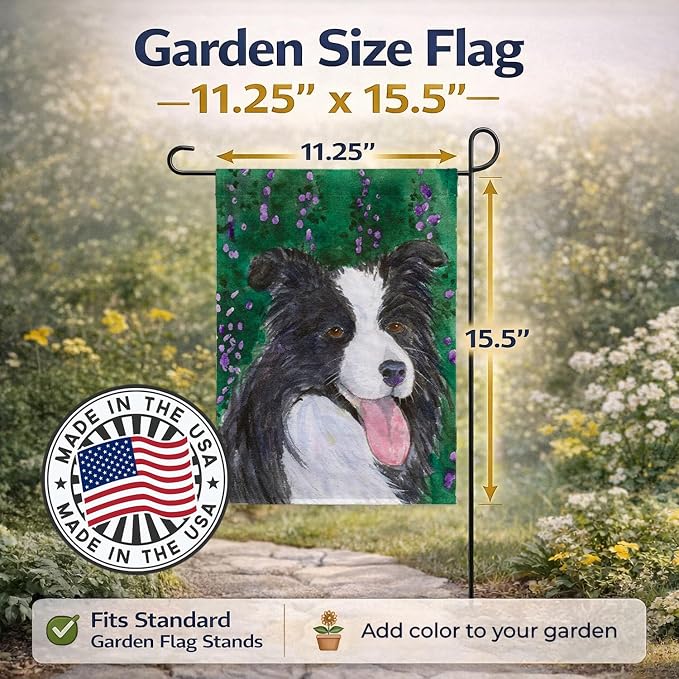 Caroline's Treasures SS1053GF Border Collie Garden Flag Mailbox Flag Decorative Yard Flag Banner Outside Patio Artwork Yard Flower Beds, Garden Size, Multicolor