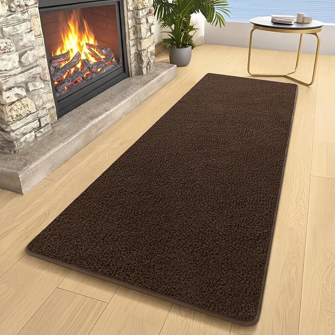 AROGAN 2x6 Runner Rug for Hallway, Long Runner Rugs Non Slip, Coffee | Soft Washable Memory Foam Carpet for Bedroom, Non Slip Backing Runners Rug for Hallways, Kitchen, Bathroom, Entryway Home