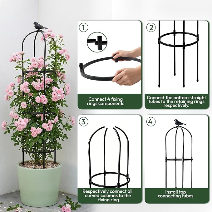 2 Pack Garden Obelisk Trellis for Climbing Plants, 6FT Plant Cages and Supports, Tomato Cage Tall Plant Stakes Indoor & Outdoor, Trellis for Potted Plants, Vegetables, Fruits, Flowers, Pots, Vines