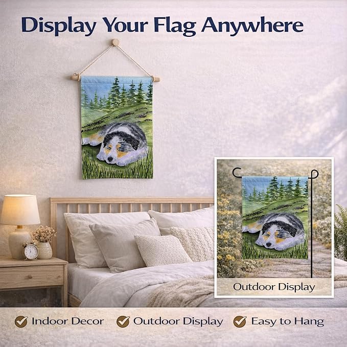 Caroline's Treasures SS8283GF Australian Shepherd Garden Flag Mailbox Flag Decorative Yard Flag Banner Outside Patio Artwork Yard Flower Beds, Garden Size, Multicolor