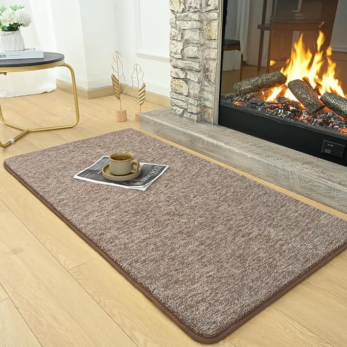 AROGAN Small Area Rugs for Bedroom, 2×4 Non Slip Runner Rug, Matte Brown | Washable Fluffy Carpet with Memory Foam, Indoor Rug Runner for Kitchen, Bedside, Entryway Bathroom Home Decor