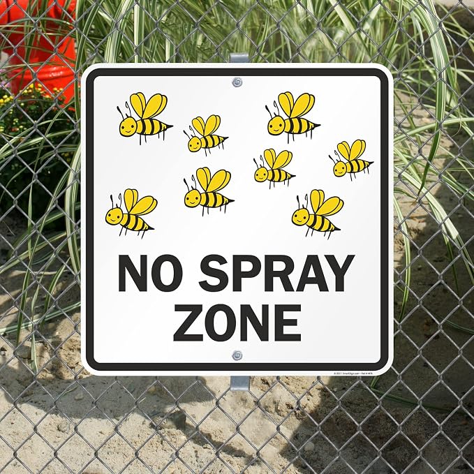SmartSign 24 x 24 inch “No Spray Zone” Metal Sign with Pre-Cleared Holes, 80 mil Laminated Rustproof Aluminum, Black and Yellow, Made in USA