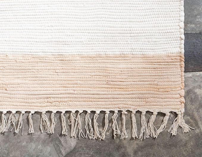Unique Loom Chindi Rag Collection Area Rug - Striped (8'x 10' Rectangle, Beige/ Ivory)