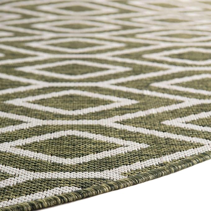 Jill Zarin Outdoor Collection Area Rug - Turks and Caicos (4' Round Green/Ivory)