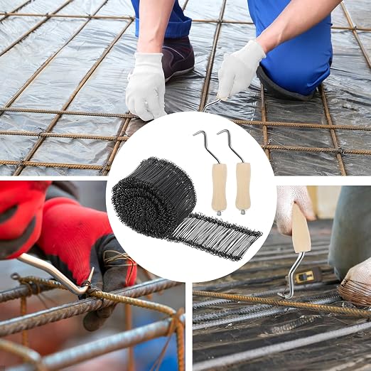 1200Pcs Wire Tie Rebar 6" Double Loop Reinforcing Steel Bar Ties 16 Gauge with 2 Wire Twister Tools & Gloves for Concrete Construction, Gardening & Fencing