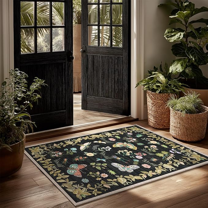 Washable Small Area Rugs for Entryway: 2x3 Throw Rug Door Mat Indoor Entrance Stain Resistant Non-Slip Low Pile Soft Carpets for Kitchen Front Door Indoor Entrance Entry Bedroom Bedside Farmhouse