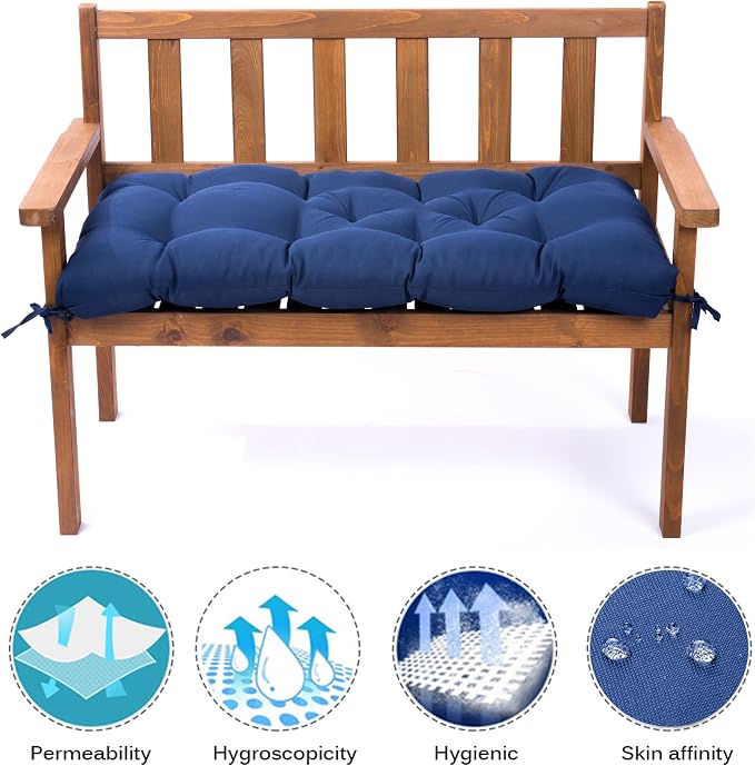 Outdoor Bench Cushion, Waterproof Swing Cushion Bench Seat Cushion, Swing Chair Replacement Seat Pads Cushion Pillow for Lounger Garden Furniture Patio Metal Wooden Bench (Dark Brown, 59x20in)