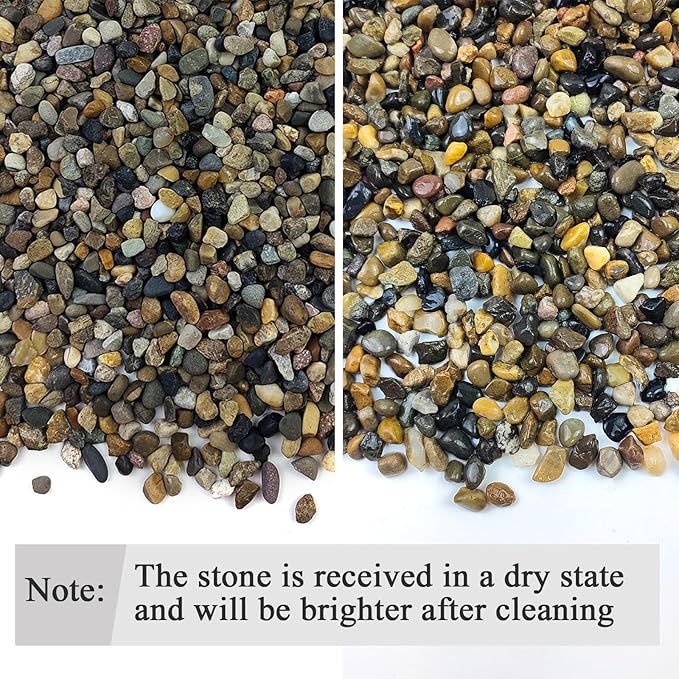 FANTIAN Aquarium Gravel, 1/4 inch Fish Tank Gravel, 2 lbs | Natural Small Pebbles, Safe for Fish, Unpolished Pea Gravel, Succulent Soil Drainage,Terrarium,Outdoor Pond Landscape