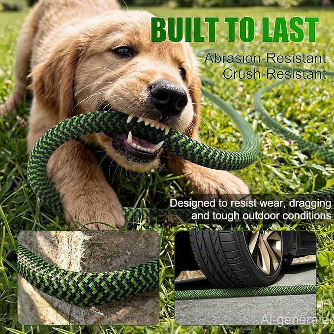 NON-EXPANDABLE Garden Hose 75ft x5/8'', Heavy Duty Flexible Water Hose with 10-Function Sprayer, Lightweight, Leak Proof, Durable Fabric Skin, Pressure Resistant for Yard, Outdoor