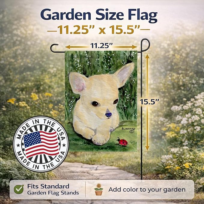 Caroline's Treasures SS1010GF Chihuahua Garden Flag Mailbox Flag Decorative Yard Flag Banner Outside Patio Artwork Yard Flower Beds, Garden Size, Multicolor