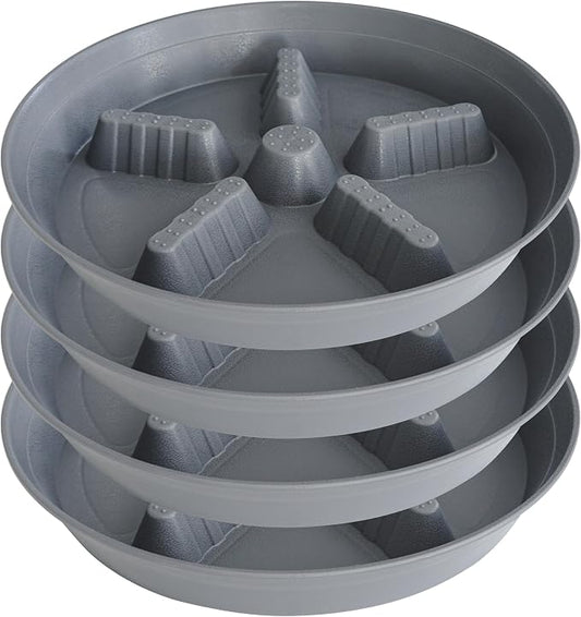 4 Pack Plant Saucer 14 inch, Plastic Plant Saucers for Indoors, Raised Middle Plant Trays for Pots, Water Tray for Plants, Plant Stand Water Catcher Tray, Pot Saucers for Plants
