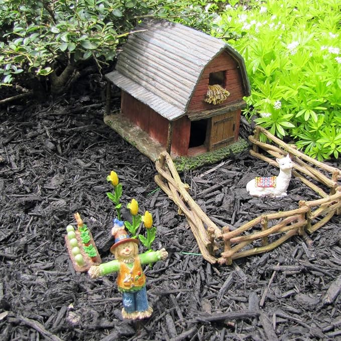 Treasure Gurus Miniature Red Barn Fairy Garden House Accessory Mini Dollhouse Decor Outdoor Gnome Home Ornament