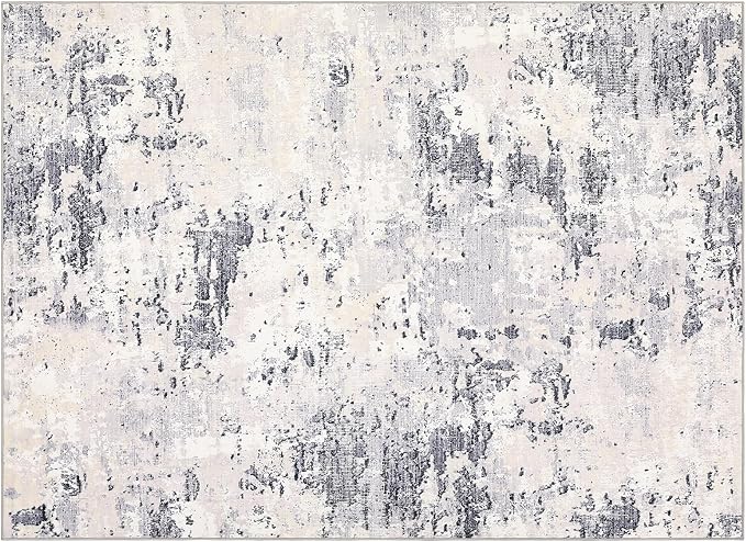 ROYHOME 9x12 Modern Abstract Accent Rug for Living Room, Grey Taupe | Stain Resistant Non Slip Low Pile Accent Bedroom Rug Indoor Floor Cover for Office Home Decor