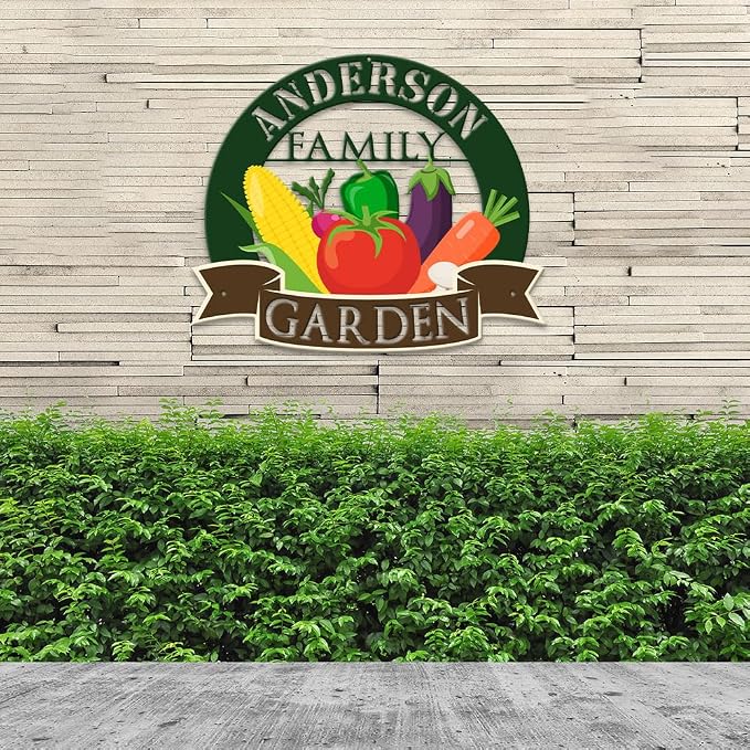 MeMate Vegetable Garden Sign, Personalized Metal Signs, Garden Sign to Personalize, Customized Name Wall Art for Garden Outdoor Decor, Outdoor Plaque Large Sign for Potting Shed, She Shed