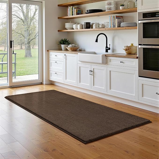 Vasofe 2x4 Brown Runner Rug, Bedroom Hallway Runner Rugs, Memory Foam Rug | Indoor Thickened Bedside Rugs for Kitchen Dorm Kids Boys Room, Machine Washable Low Pile Shag Fluffy Carpets for Entrance