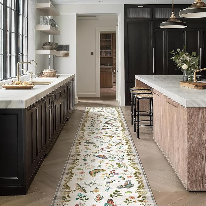 Machine Washable Kitchen Runner Rugs: 2'x10' Hallway Runner Stain Resistant Non Slip Low Pile Soft Indoor Carpet Runners for Hallways Entryway Kitchen Living Room Bedroom Bathroom Farmhouse