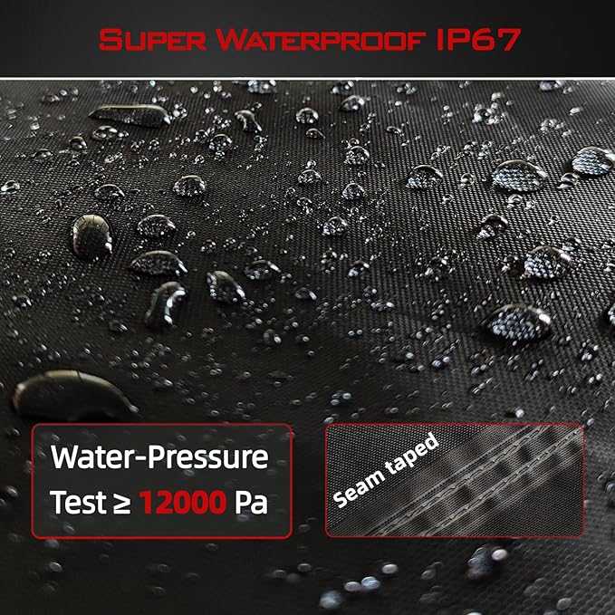Lawn Mower Cover, Heavy Duty 600D Oxford, Waterproof Outdoor, Weather Resistant, Rip-Proof, Anti-UV, Raing-proof, Sun Block, Heatresistant with 1 Windproof Strap, 1 Storage Bag (Push)