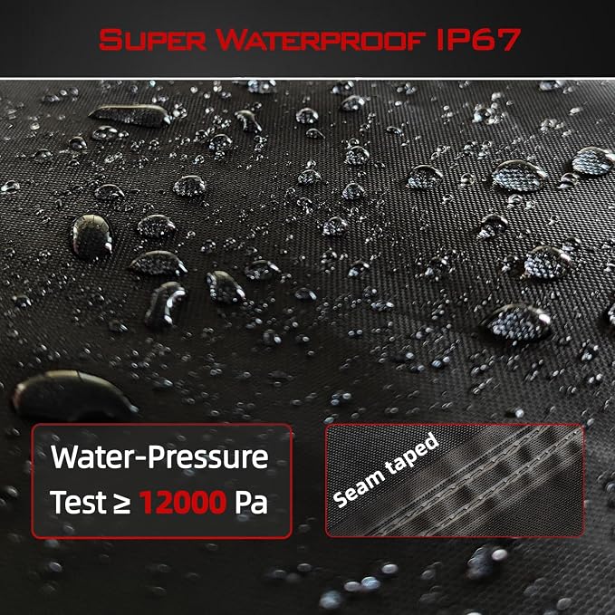 Lawn Mower Cover, Heavy Duty 600D Oxford, Waterproof Outdoor, Weather Resistant, Rip-Proof, Anti-UV, Raing-proof, Sun Block, Heatresistant with 1 Windproof Strap, 1 Storage Bag (Zero-Turn)
