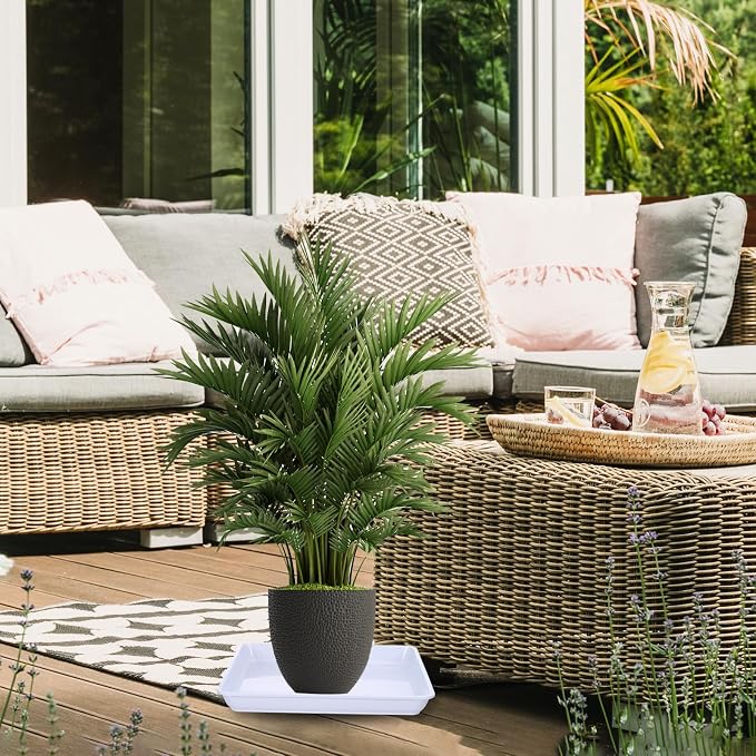 PATIKIL Plant Saucer Tray, 4 Pack 18 Inch Square Plant Saucer Heavy Planter Pot Saucers Large Deep Flower Planter Drip Tray for Indoor Outdoor Plants, White