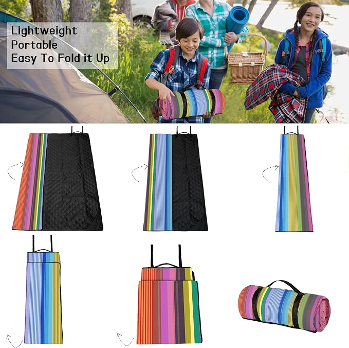 Picnic Blankets Beach Blanket 80" X 80" Extra Large Waterproof Camping Blankets Portable Outdoor Mat 3-Layer Blanket for Beach, Hiking, Park, Music Festival, Grass Lawn,Travel