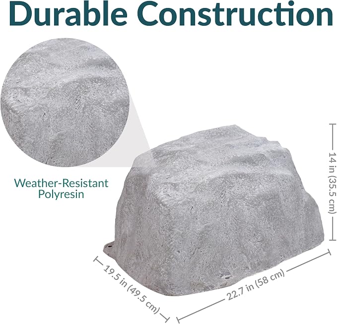 Sunnydaze 14” H Medium Faux Landscape Rock Cover - Lightweight Polyresin Fake Rock Well Pump Cover for Outside – Realistic Natural Texture – Gray