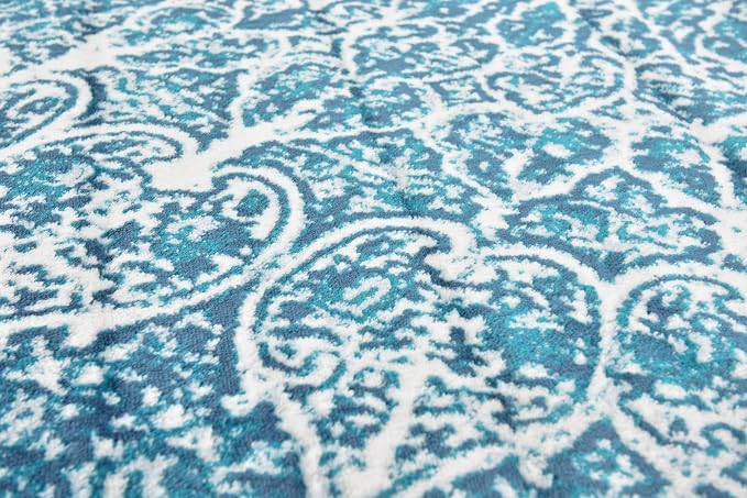 Unique Loom Sofia Collection Area Rug - Grace (8' Square, Turquoise/ Ivory)
