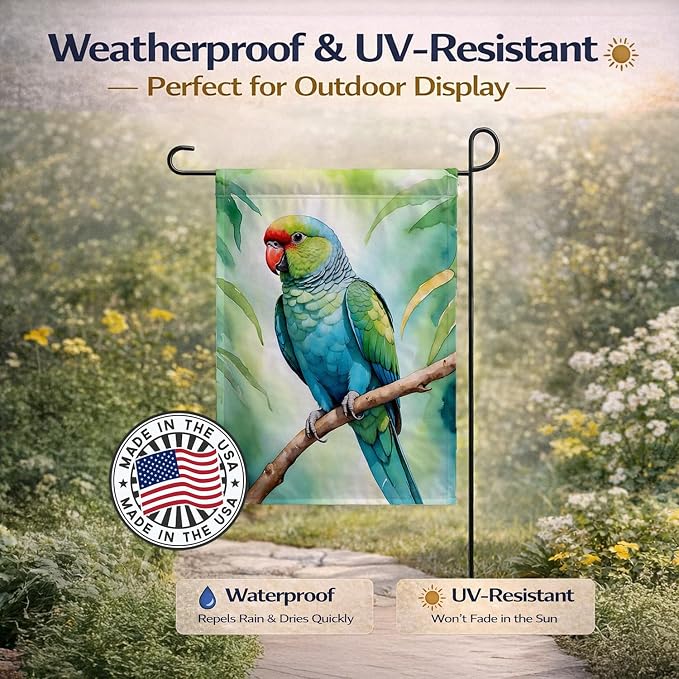 Caroline's Treasures African Ringneck Parrot Garden Flag Mailbox Flag Decorative Yard Flag Banner Outside Patio Artwork Yard Flower Beds, Garden Size, Multicolor