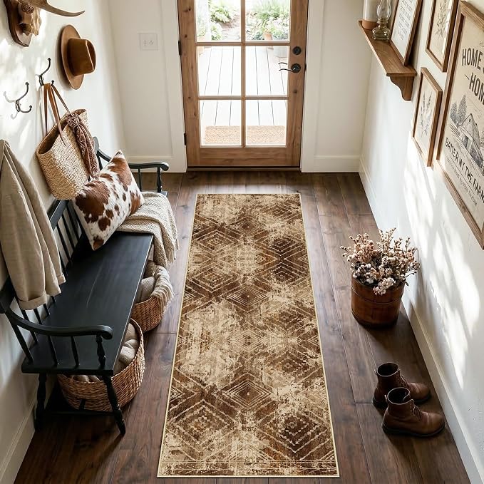 2'x8' Washable Area Rug for Living Room Runner Cow Print | Soft Western No Slip Low Pile Print Foldable Indoor Small Rug for Kitchen entrance entryway hallway