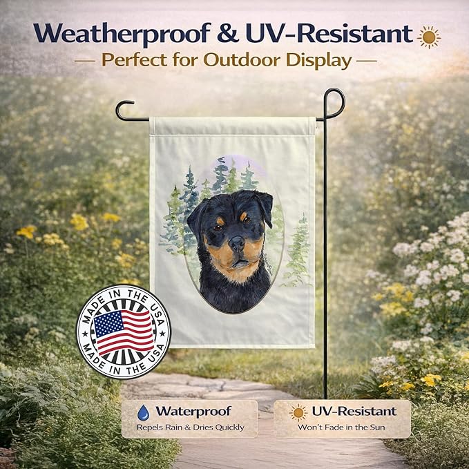 Caroline's Treasures SS8049GF Rottweiler Garden Flag Mailbox Flag Decorative Yard Flag Banner Outside Patio Artwork Yard Flower Beds, Garden Size, Multicolor