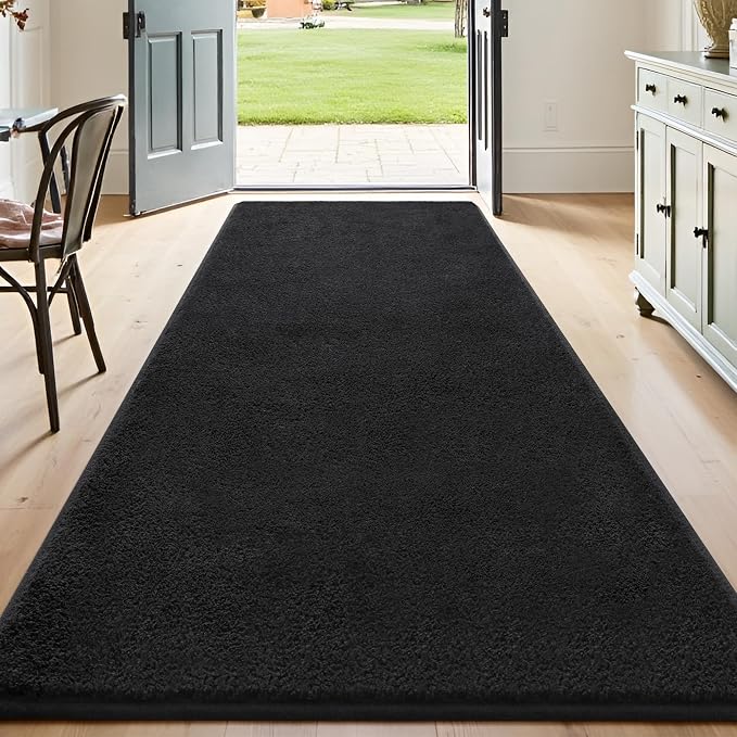 Keeko 2x6 Area Rugs for Living Room,Soft Washable Memory Foam Bedroom Rug | Indoor Throw Rug Low Pile Minimalist Non Slip Carpet for Kids Nursery Classroom Dorm Room Home Decor Black