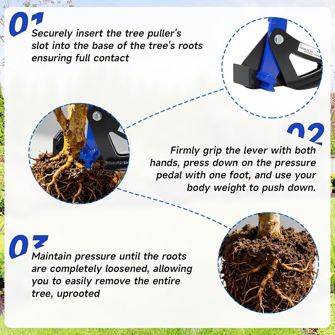 Sapling Puller Tool - Heavy Duty Tree Root Puller for ¼ to 2" Woody Stems | Fully Uproots Trees & Shrubs | Ergonomic Garden Tool for Landscaping, Farming, Forestry