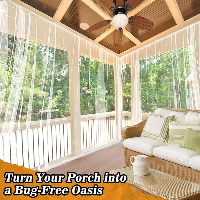 ANPHSIN 40x10ft Ultra fine Mosquito Net for Patio - Mesh Netting Screen for Outdoor Garden Porch Balcony, Protects Skin & Plants from Bugs, Birds, White