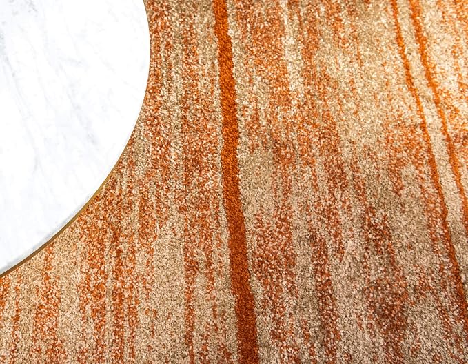Unique Loom Autumn Collection Modern Contemporary Casual Abstract Area Rug (Beige/ Terracotta Rustic, 8 ft 0 x 8 ft 0 Round)
