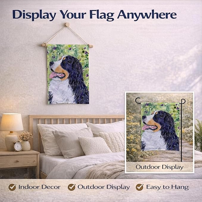 Caroline's Treasures SS8706GF Bernese Mountain Dog Garden Flag Mailbox Flag Decorative Yard Flag Banner Outside Patio Artwork Yard Flower Beds, Garden Size, Multicolor