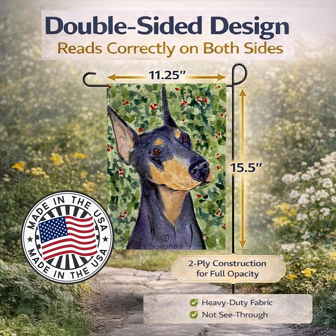 Caroline's Treasures SS8812GF Doberman Garden Flag Mailbox Flag Decorative Yard Flag Banner Outside Patio Artwork Yard Flower Beds, Garden Size, Multicolor