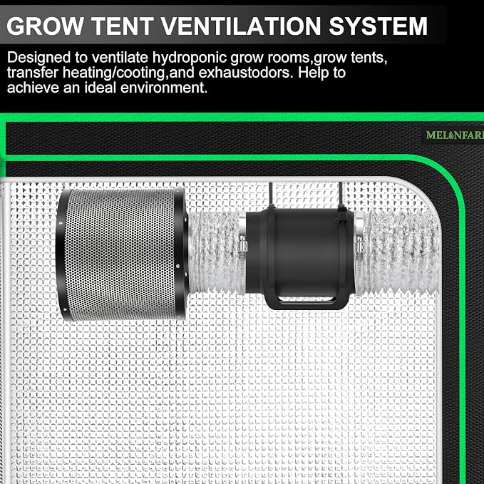 Air Filtration Kit, 6" 260 CFM Inline Duct Fan with Speed Controller, 8" High Carbon Filter, 8 Ft Ducting & Rubber Coupler, Air Cooling and Filtration Kit for Grow Tent, Hydroponics
