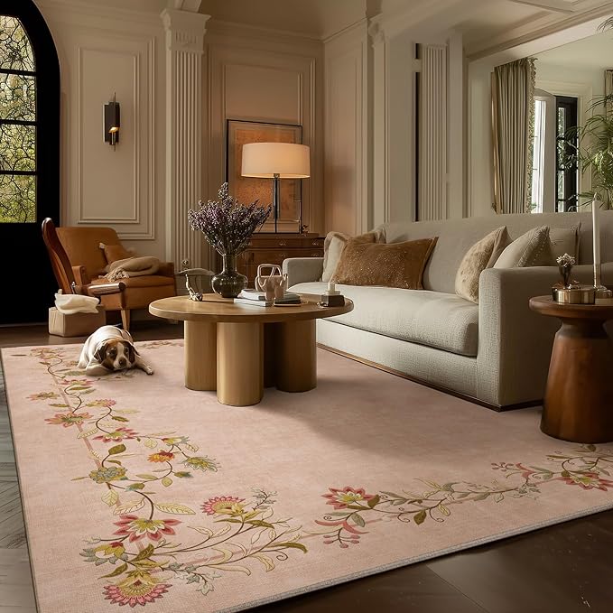 6x9 Area Rugs for Living Room: Washable Bedroom Rug Stain Resistant Non Slip Low Pile Ultra Soft Faux Wool Lightweight Large Rugs for Dining Room Kitchen Farmhouse Nursery Home Office Indoor