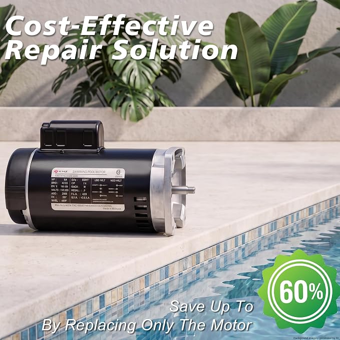 1.5 HP Single Speed Pool Pump Replacement Motor, Compatible with A.O. Smith Century B2854 B854, 115/230V, 3450 RPM, 56Y Square Flange, ODP, 1.3 Service Factor