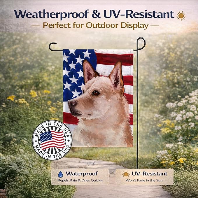 Caroline's Treasures CK6472GF Canaan Dog American Flag Garden Flag Mailbox Flag Decorative Yard Flag Banner Outside Patio Artwork Yard Flower Beds, Garden Size, Multicolor