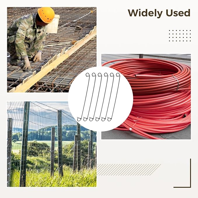1000 PCS Double Loop Rebar Ties, 6-inch 16 Gauge Galvanized Iron Wire Bar Ties, Automatic Rebound Rebar Wire Ties, Reinforcing Metal Ties, Twist to Bundle and Secure Rebars, Pipe Rolls (Black)