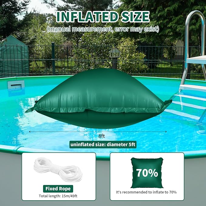 CACSPS Pool Air Pillow for Above Ground Pools, 8x8 Ft, Green, PVC Material, Winter Protection
