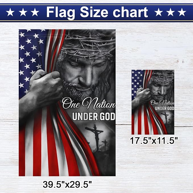 FLAGWIX Christian Patriot American Flags, One Nation Under God Christian Flag - 4th of July Decorations for Home, Outside Flag, Garden Flag 12x18 - Double Sided, Heavy Duty Canvas Indoor Outdoor Flag