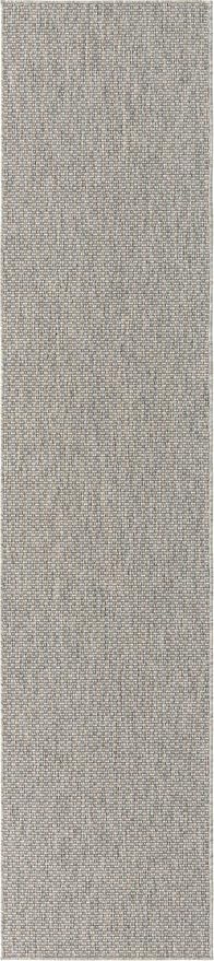 Unique Loom Collection Casual Transitional Solid Heathered Indoor/Outdoor Flatweave Area Rug (2' 7" x 12' Runner, Light Gray/Ivory)