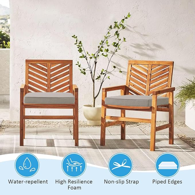 17 x 16 Inch Outdoor Chair Cushions with Tie Straps, Set of 4 Thick Water Repellent Round Patio Chair Pads for Garden Lawn Patio Furniture, Charcoal