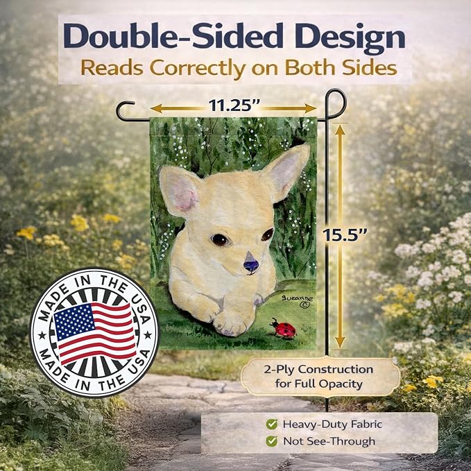 Caroline's Treasures SS1010GF Chihuahua Garden Flag Mailbox Flag Decorative Yard Flag Banner Outside Patio Artwork Yard Flower Beds, Garden Size, Multicolor