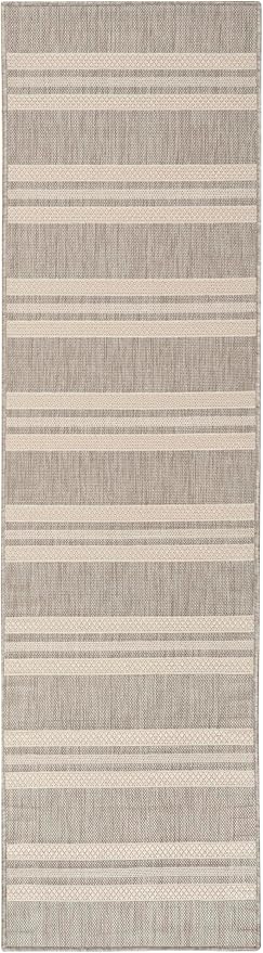 Nourison Home Horizon Indoor/Outdoor Grey 2'2" x 8' Area Rug - Easy Clean, Non Shedding, Bed Room, Living Room, Dining Room, Kitchen (8' Runner)