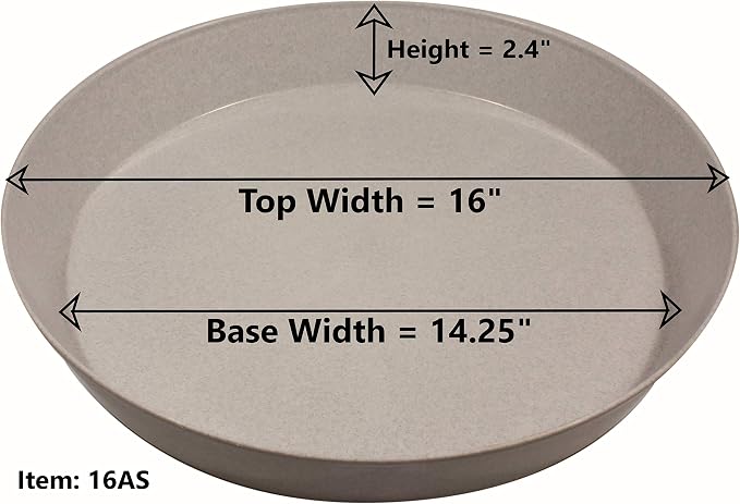 Saucers 16 inch, Case of 5, White Granite | 14.2 inch Base, Polypropylene, Made in USA