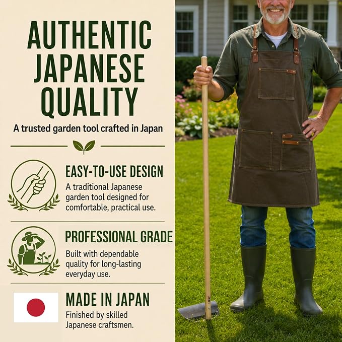 KAKURI Japanese Garden Hoe Long Handle 53" for Weeding - Heavy Duty Wide Draw Hoe Weeder Tool - Sharp Japanese Steel Blade & Wooden Handle - Made in Japan
